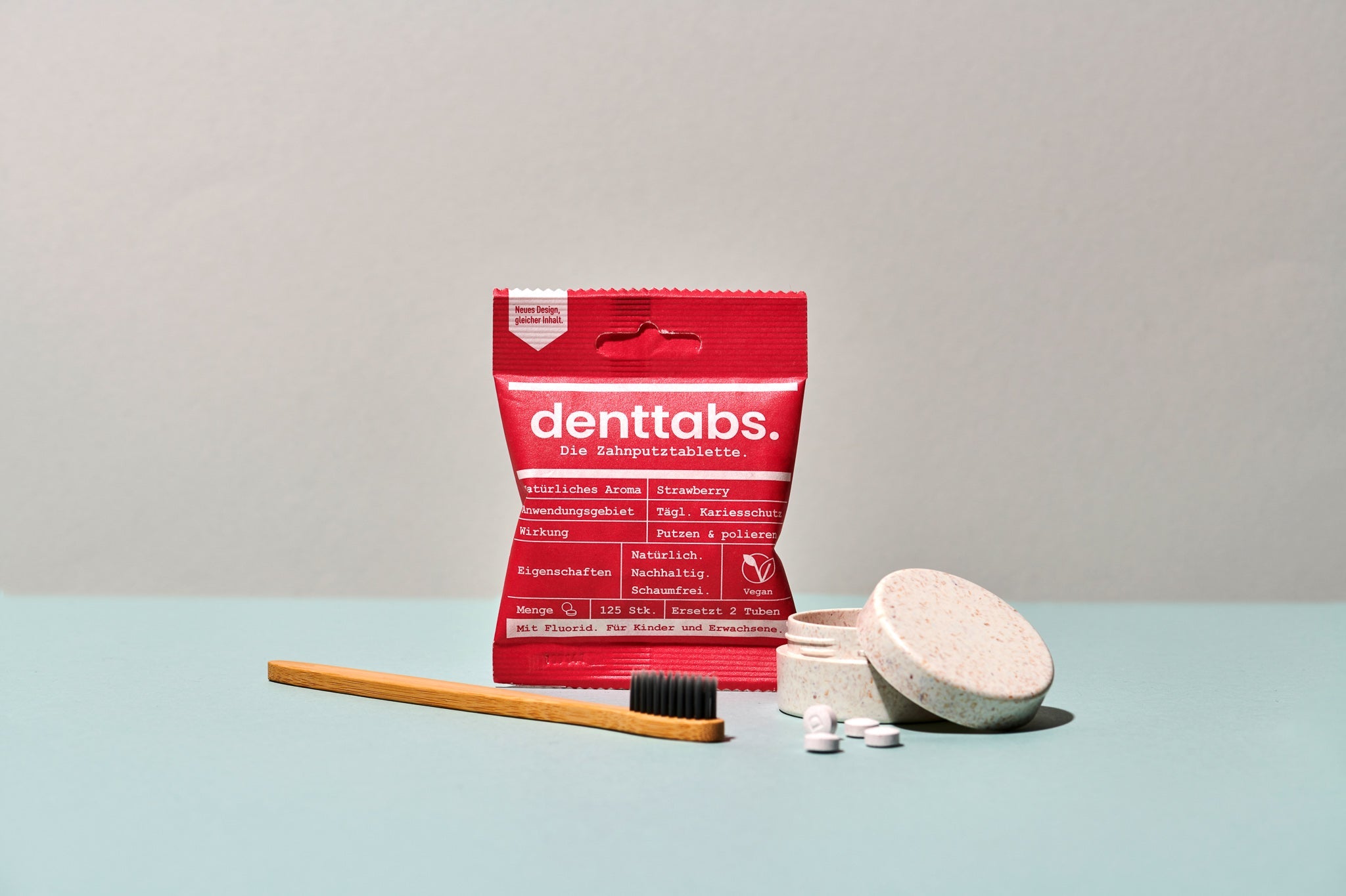 Denttabs Toothpaste Tablets - 1 Year - Fluoride Free - Strawberry