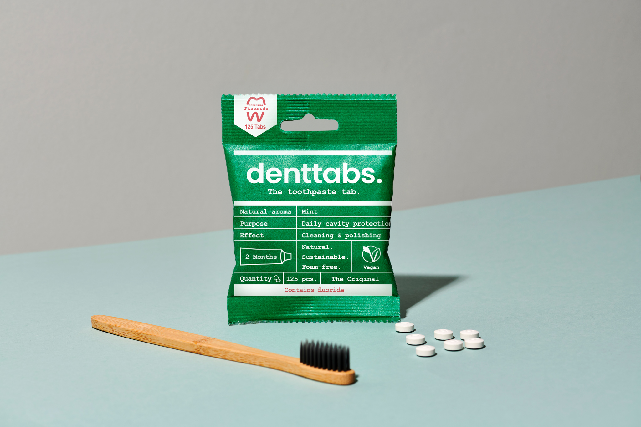 Denttabs Toothpaste Tablets - 2 Months - Fluoride Free - Mint