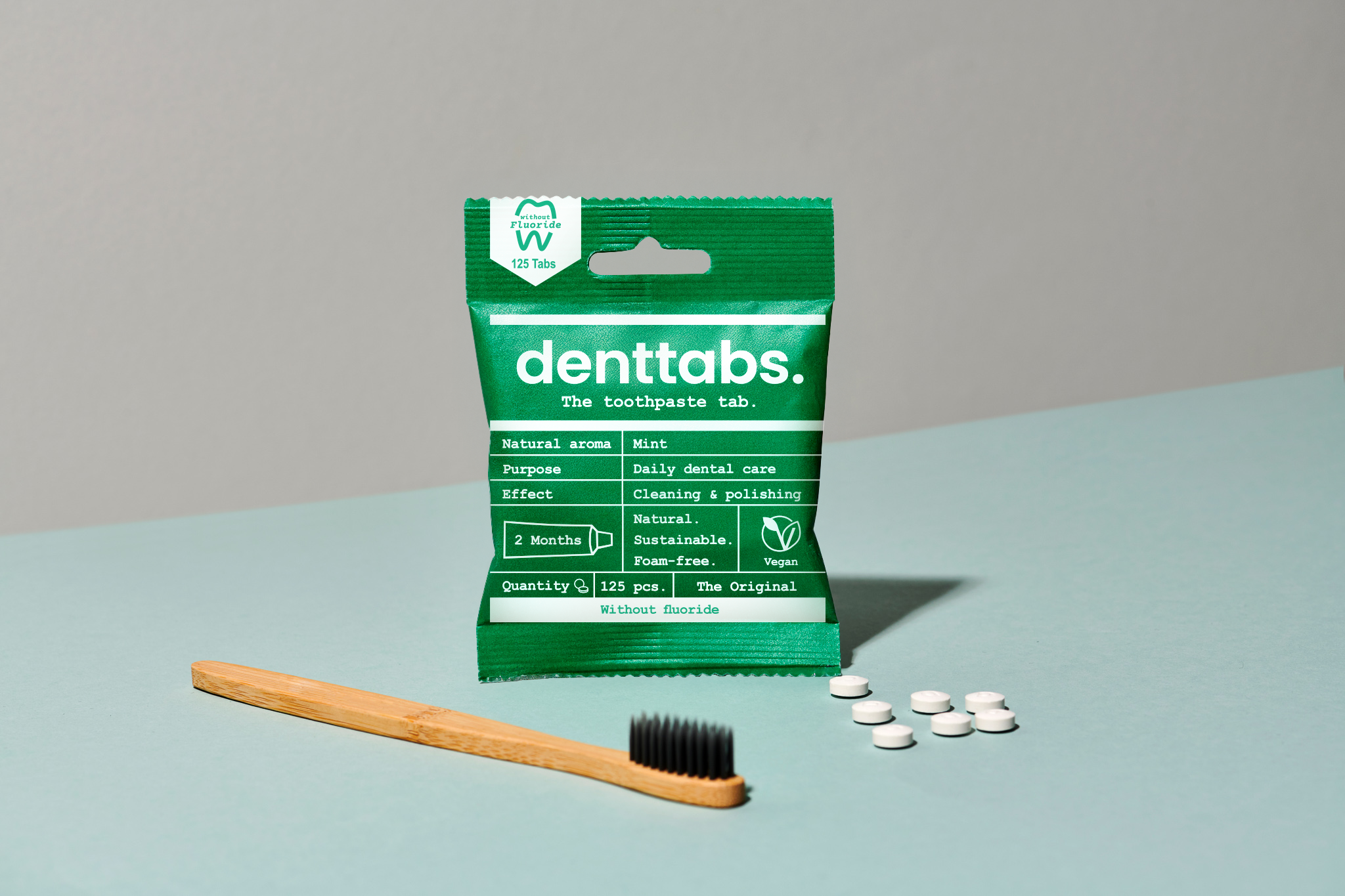 Denttabs Toothpaste Tablets - 2 Months - Fluoride Free - Mint