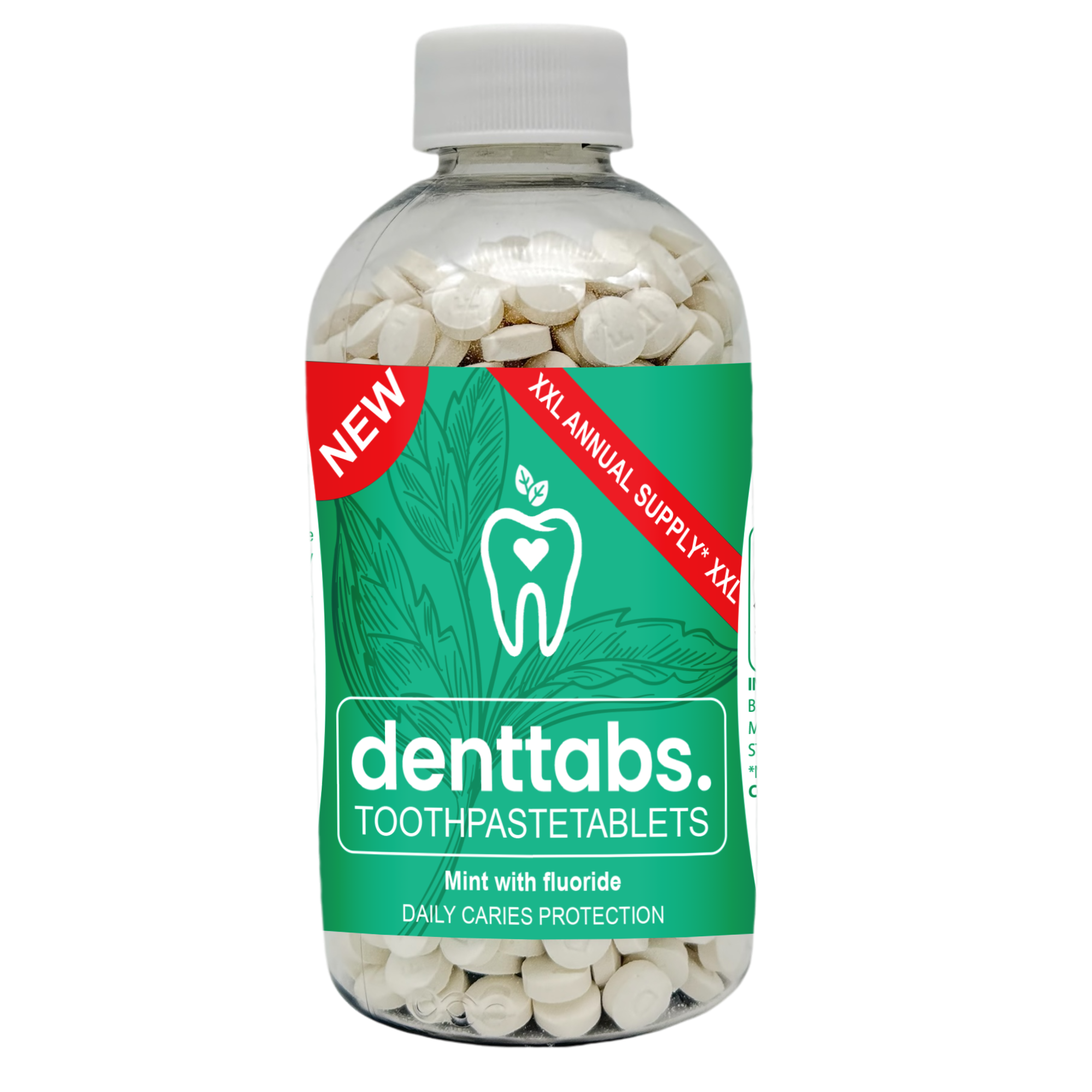 Denttabs Toothpaste Tablets - 2 Months - Fluoride Free - Mint