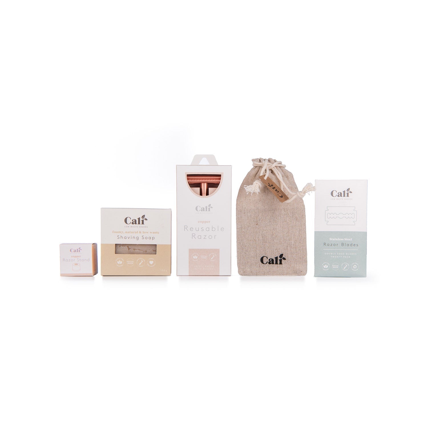 Low-Waste Shave Kit with Razor Stand - Copper - Long Handle Copper