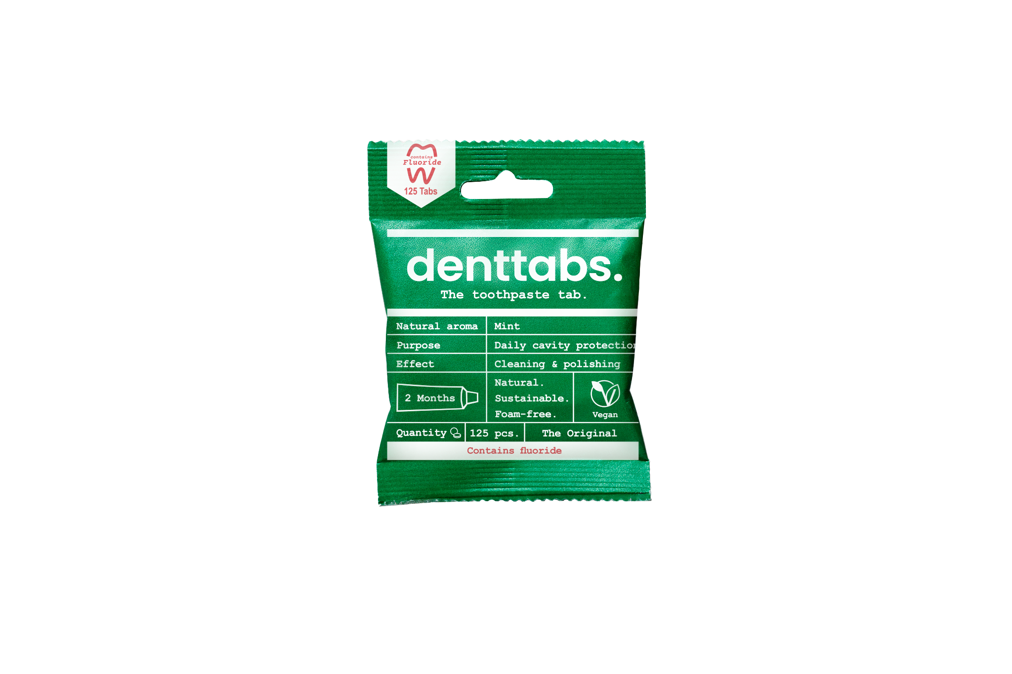 Denttabs Toothpaste Tablets - 2 Months - Fluoride Free - Mint