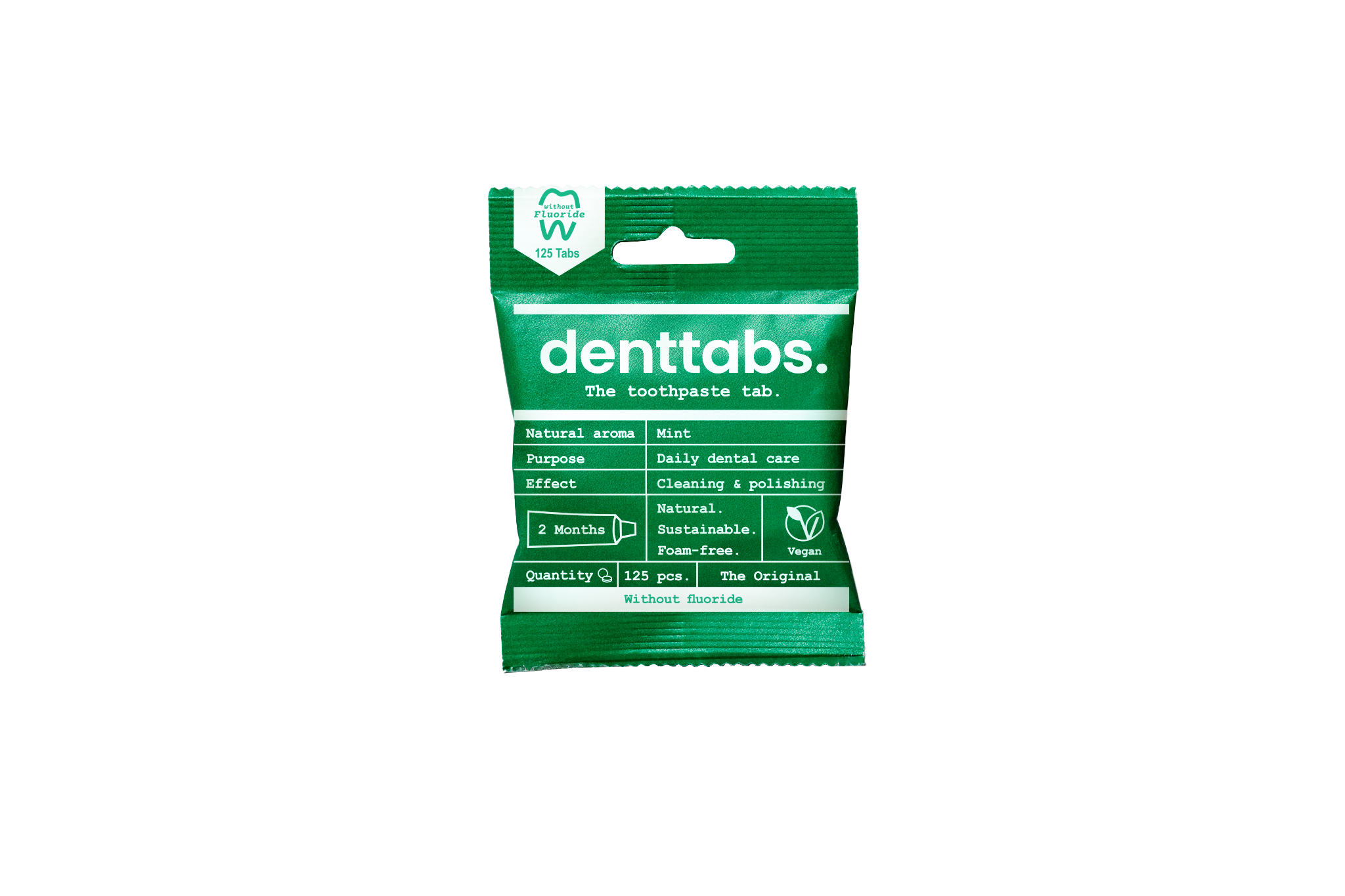 Denttabs Toothpaste Tablets - 2 Months - Fluoride Free - Mint